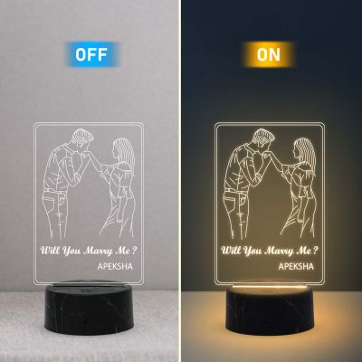 Will You Marry me Couple Night lamp with Warm White Light Customized with Name Gift for Wife , Husband